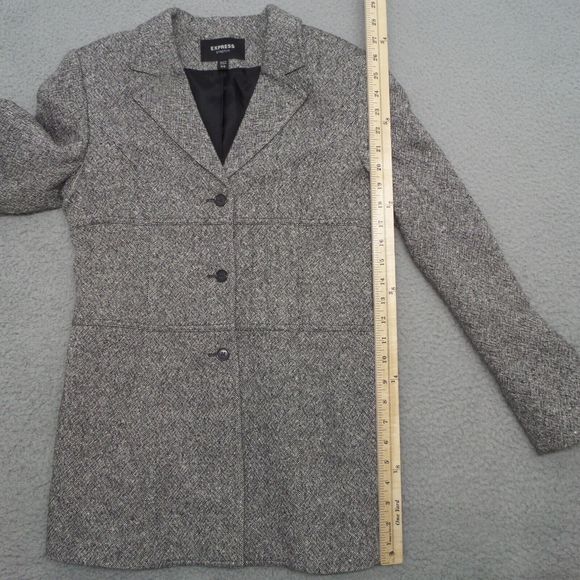 Express Blazer Women Small Gray Career Office Single Breast Textured Jacket - Picture 4 of 11